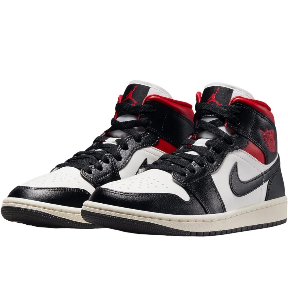 Nike Air Jordan 1 Mid "Black/Gym Red/Sail" Sneakers